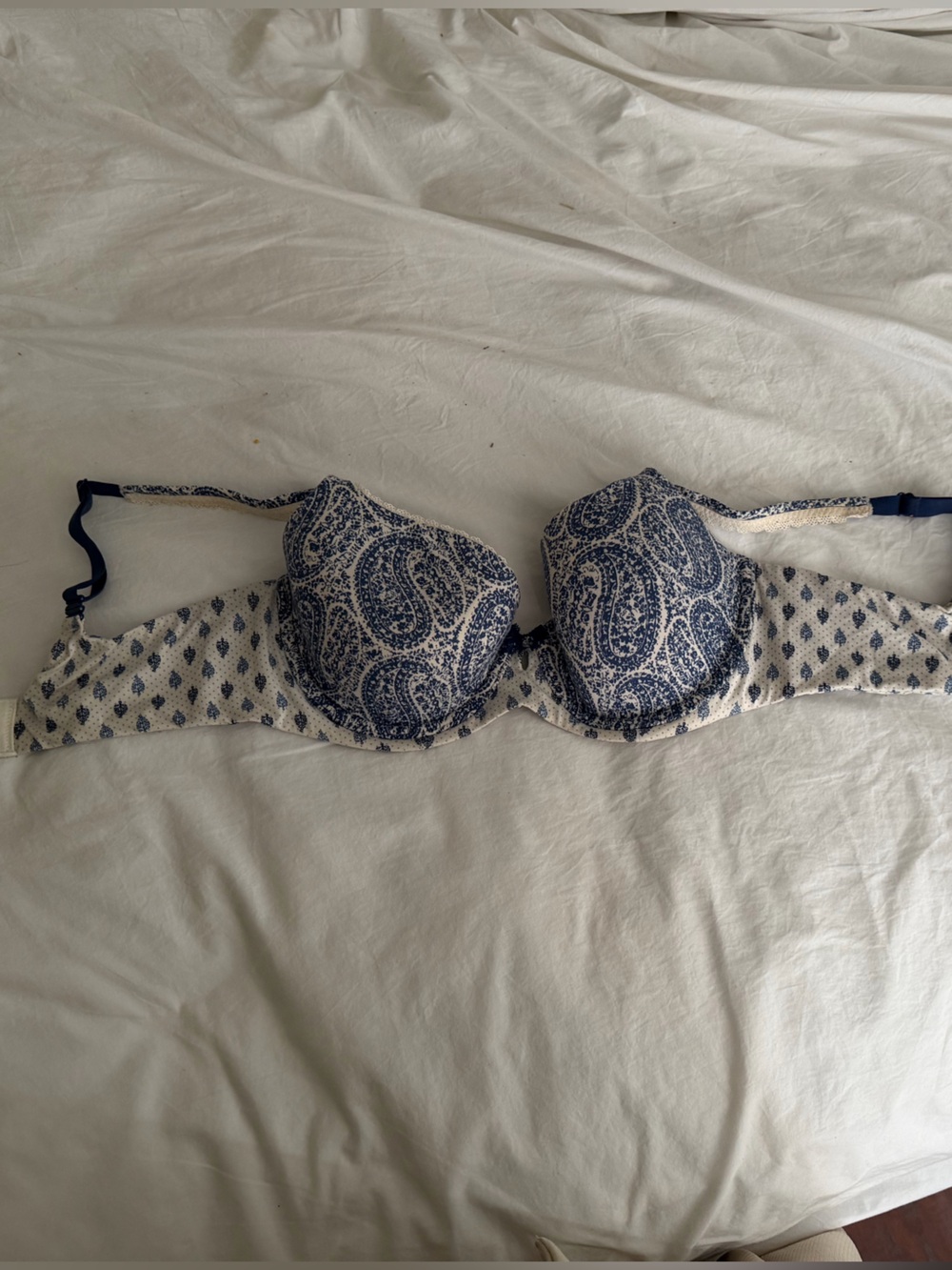 Victoria's Secret Navy and White Paisley Demi Bra